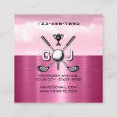 Women Golfer Elegant Monogram Design スクエア名刺 (裏面)