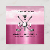 Women Golfer Elegant Monogram Design スクエア名刺 (正面)