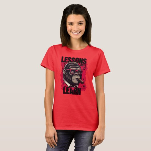 Women Gorilla Boss Lessons Learn T Shirt  Tシャツ (正面フル)
