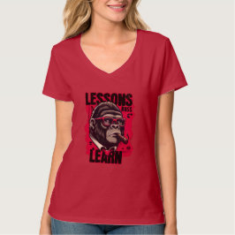 Women Gorilla Boss Lessons Learn V Neck T Shirt  Tシャツ