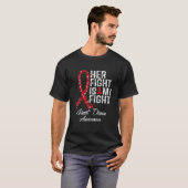 Women Hand Her Fight Is My Fight Red Heart Disease Tシャツ (正面フル)