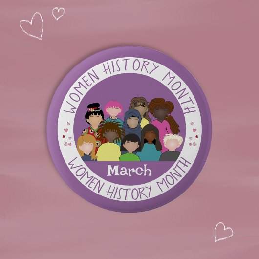 Women History Month Purple and White Round PIn 缶バッジ