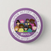 Women History Month Purple and White Round PIn 缶バッジ (正面)