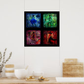 Women in Color Mixed Media Artwork ポスター (キッチン)