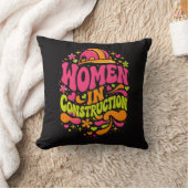 Women In Construction Retro Empowerment クッション (ブランケット)