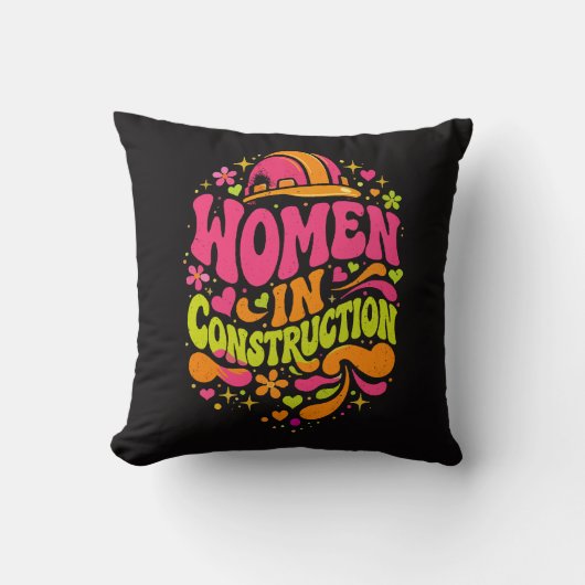 Women In Construction Retro Empowerment クッション (正面)