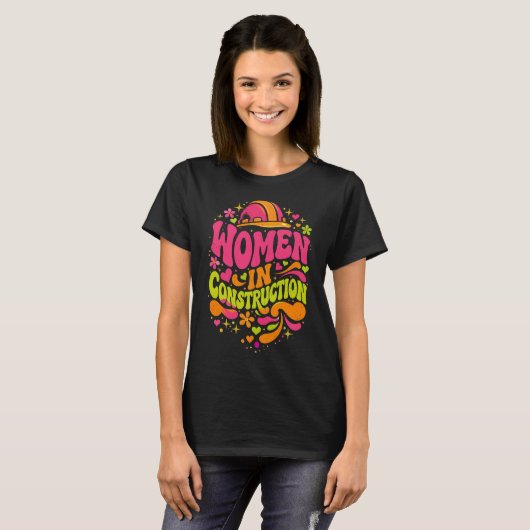 Women In Construction Retro Empowerment Tシャツ (正面フル)
