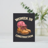 Women in Construction Work Boots and Hard Hat ポストカード (スタンド正面)