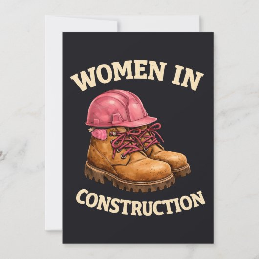 Women in Construction Work Boots and Hard Hat 招待状 (正面)
