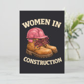 Women in Construction Work Boots and Hard Hat 招待状 (スタンド正面)