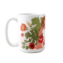 Women in Garden，赤い花緑