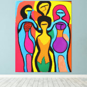 Women in Mesmerizing Art Brut サイケデリック and キャンバスプリント (インサイチュ (ウッドフロア))