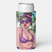 Women in Purple Bikini and Bandanna atビーチ スリム缶クーラー (Seltzer正面)