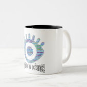 Women In Science Girls Eye Word Fillデザイン ツートーンマグカップ (正面右)