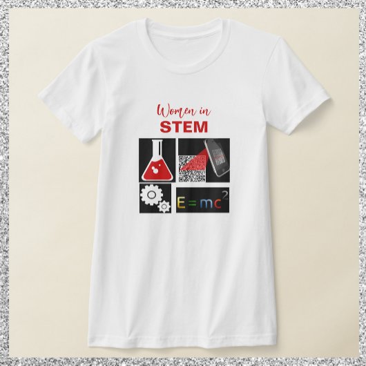 Women in Stem Black and Red Tシャツ
