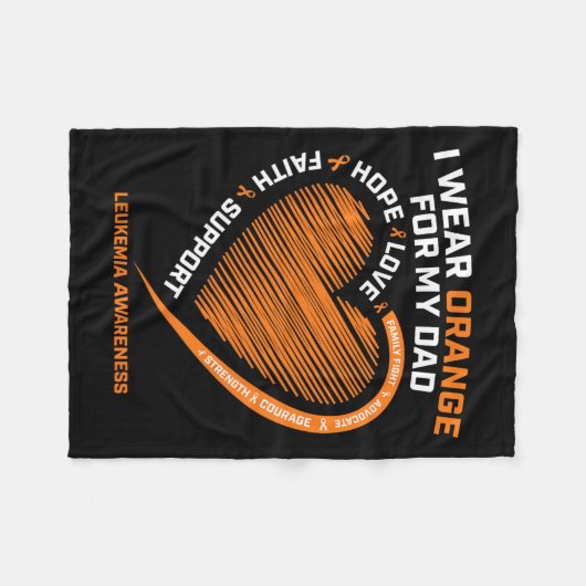 Women Kids I衣服オレンジ私のパパ白血病認識 フリースブランケット (正面(横))