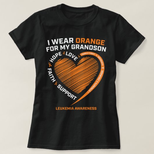 Women Men I Wear Orange For My Grandson Leukemia A Tシャツ (デザイン正面)