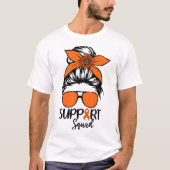 Women Messy Bun Support Squad Leukemia Awareness Tシャツ (正面)