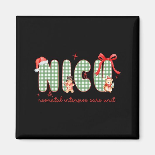 Women Nicu Nurse Christmas Newborn Neonatal Icu Ho マグネット (正面)