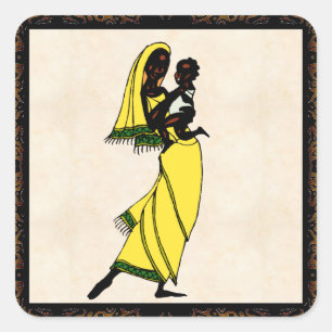 Women of Africaステッカー スクエアシール