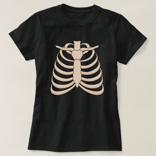 Women’s Cartoon Ribcage Halloween T-Shirt Tシャツ (デザイン正面)