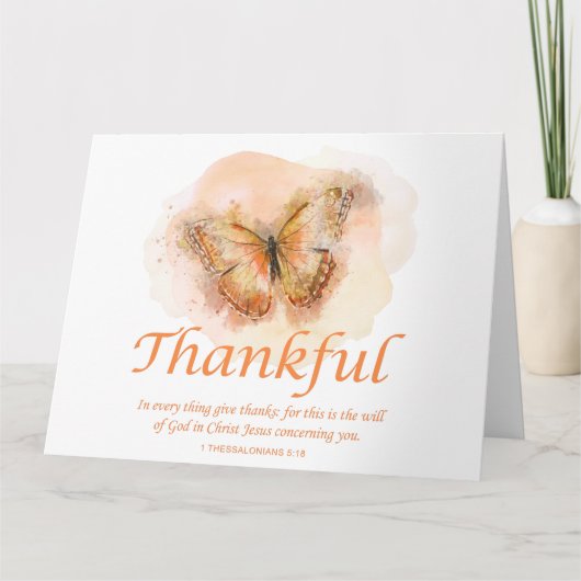 Women’s Christian Butterfly Bible Verse: Thankful  サンキューカード (正面)