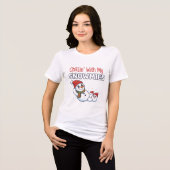Women’s Christmas T-Shirt | Cute Snowman Design トライブレンドＴシャツ (正面全面)