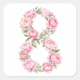 Women’s Day Peony Flower for March 8  スクエアシール