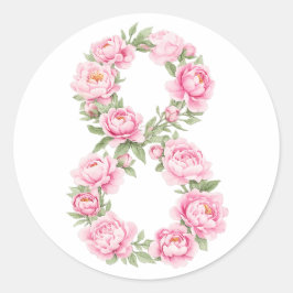 Women’s Day Peony Flower for March 8  ラウンドシール