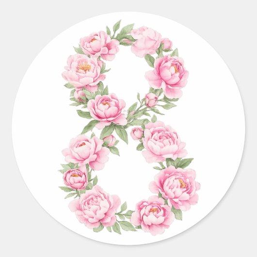 Women’s Day Peony Flower for March 8  ラウンドシール (正面)