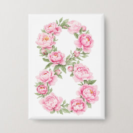 Women’s Day Peony Flower for March 8  缶バッジ