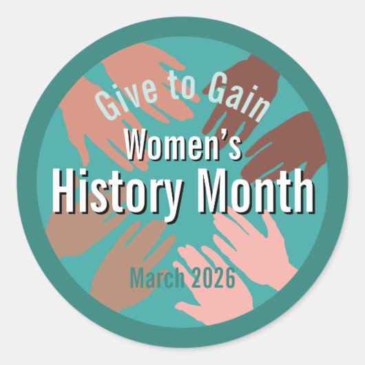 Women’s History Month March 2026 Give to gain ラウンドシール (正面)