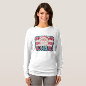 Women’s Ho Ho Ho Santa – Faux Embroidery Tシャツ (正面フル)