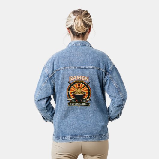 Women’s Light Blue Denim Jacket with Ramen Graphic デニムジャケット (モデル)