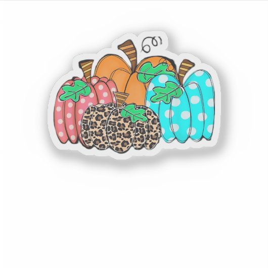 Women’s Pumpkin Leopard Print Graphic It’s Fall Y’ シール (正面)