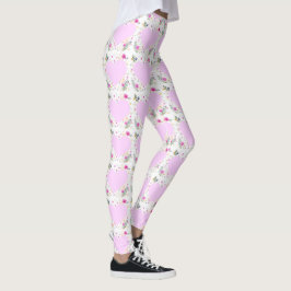Women’s Valentine Heart & Flower Leggings レギンス
