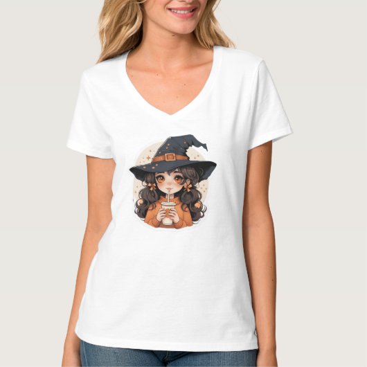 Women T-Shirt |Cozy Autumn Aesthetic Halloween Tee Tシャツ (正面)
