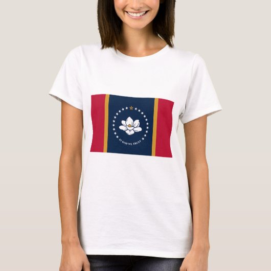 Women T Shirt with Flag of Mississippi State Flag Tシャツ (正面)