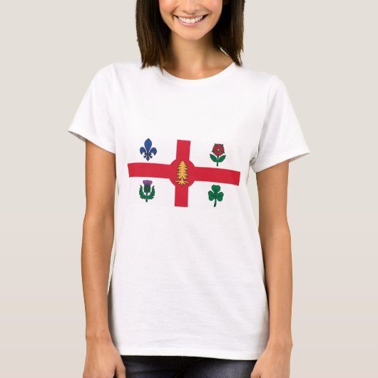 Women T Shirt with Flag of Montreal, Canada Tシャツ (正面)