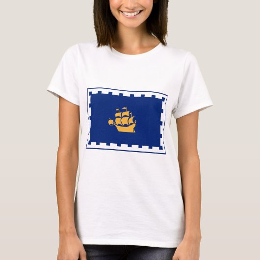 Women T Shirt with Flag of Quebec City, Canada Tシャツ (正面)
