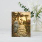 Women Under Rose Arbor In Victorian Era Garden  ポストカード (スタンド正面)