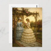 Women Under Rose Arbor In Victorian Era Garden  ポストカード (正面/裏面)
