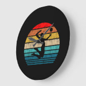 Women Volleyball Beach Volleyball Serve Retro Gift ラージ壁時計 (傾斜)