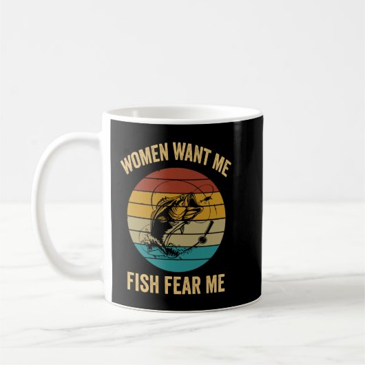 Women Want Me Fish Fear Me コーヒーマグカップ (左)
