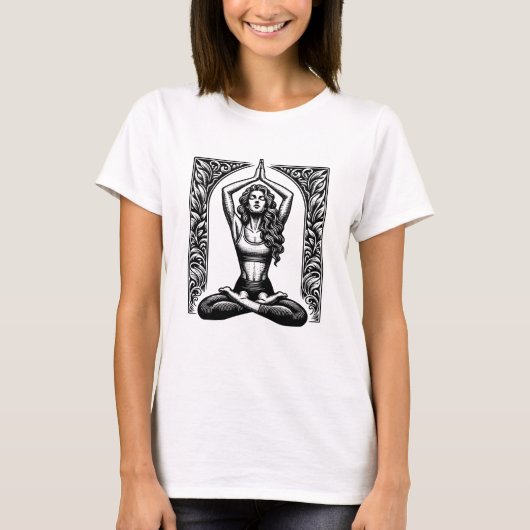 Women Yoga Pose Design for Yoga Lovers Mindfulness Tシャツ (正面)