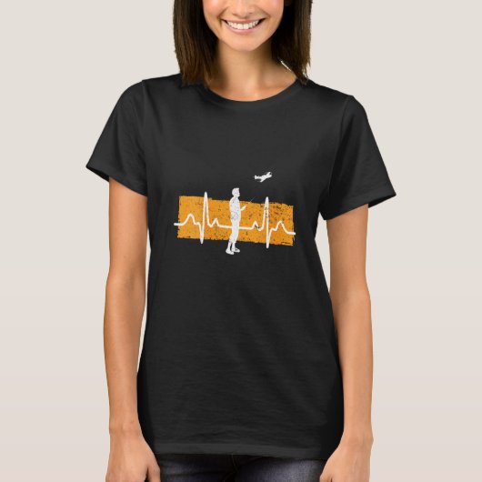 Womensモデル飛行心拍Ekg Rc飛行機Avia Tシャツ (正面)