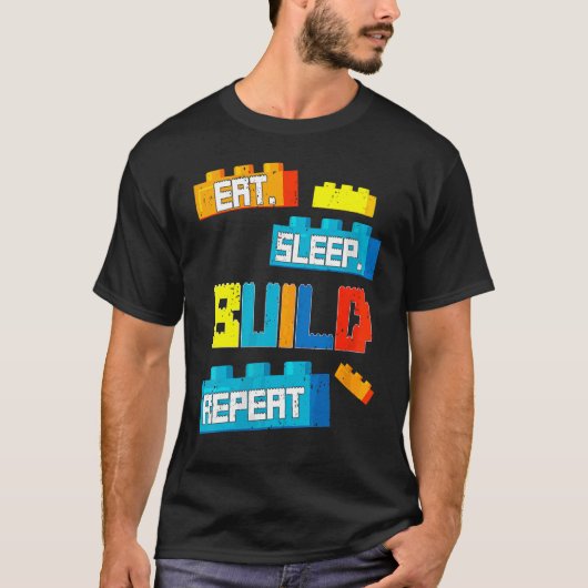 Womensレトロ食べスリープ構築Repeat Master Builder Tシャツ (正面)