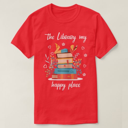 Womens クール Library Art Women男性へ Bookworm Lib Tシャツ (デザイン正面)