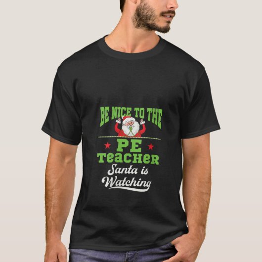 Womens 教え Santaおもしろい Physical Education Tea Tシャツ (正面)