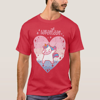 Womens 17 Year Old Cute Unicorn Birthday Girl 17th Tシャツ